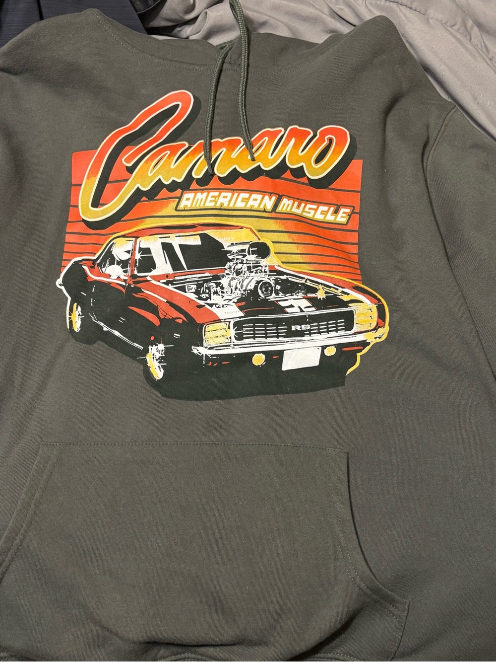 American Muscle Graphic Hoodie - Olive Green